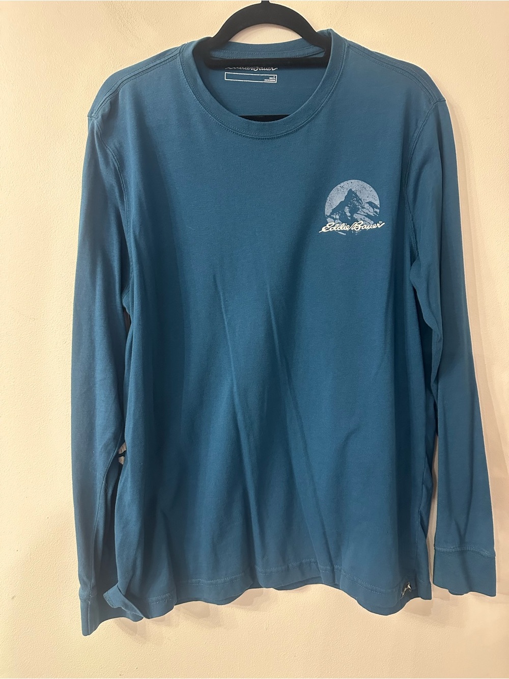 Eddie Bauer Teal Blue Long Sleeve Mountain Logo Tee